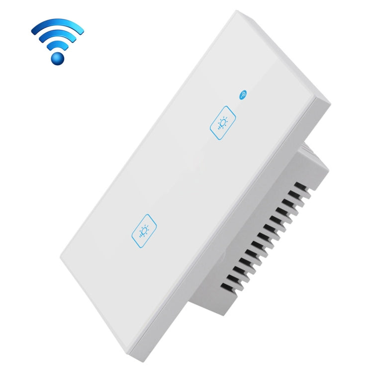 WS-US-02 EWeLink APP & Touch Control 2A 2 Gangs Tempered Glass Panel Smart Wall Switch, AC 90V-250V, US Plug - Consumer Electronics by buy2fix | Online Shopping UK | buy2fix