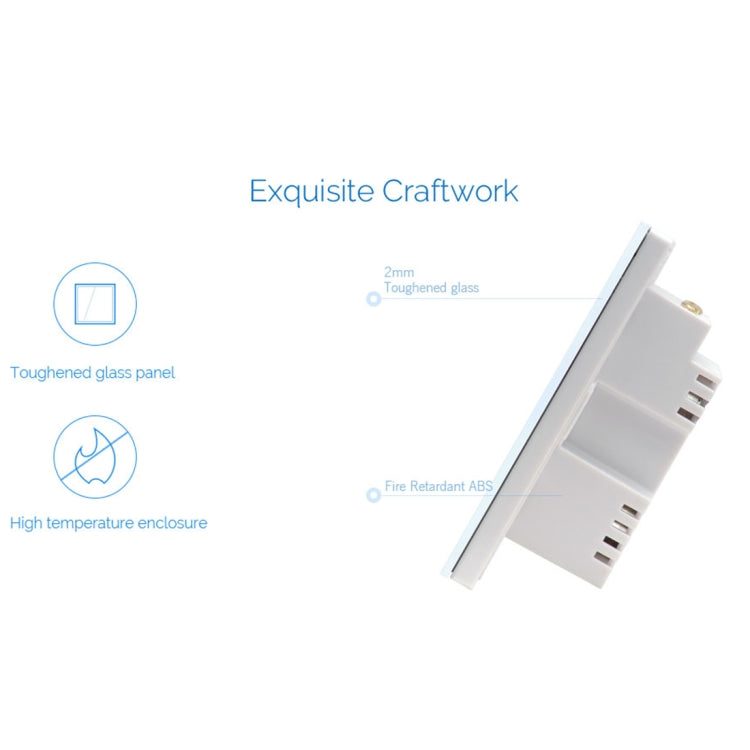 WS-UK-02 EWeLink APP & Touch Control 2A 2 Gangs Tempered Glass Panel Smart Wall Switch, AC 90V-250V, UK Plug - Consumer Electronics by buy2fix | Online Shopping UK | buy2fix