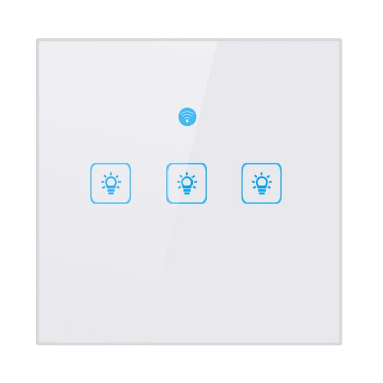 WS-UK-03 EWeLink APP & Touch Control 2A 3 Gangs Tempered Glass Panel Smart Wall Switch, AC 90V-250V, UK Plug - Consumer Electronics by buy2fix | Online Shopping UK | buy2fix