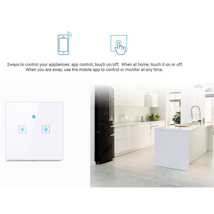 WS-UK-03 EWeLink APP & Touch Control 2A 3 Gangs Tempered Glass Panel Smart Wall Switch, AC 90V-250V, UK Plug - Consumer Electronics by buy2fix | Online Shopping UK | buy2fix