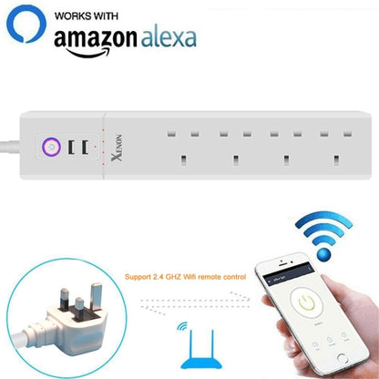 2 x USB Ports + 4 x UK Plug Jack WiFi Remote Control Smart Power Socket Works with Alexa & Google Home, Cable Length: 1.8m, AC 90-265V, UK Plug - Consumer Electronics by buy2fix | Online Shopping UK | buy2fix