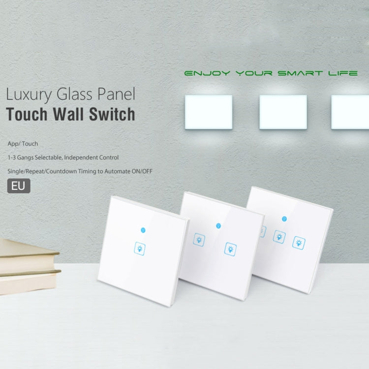 WS-EU-01 EWeLink APP & Touch Control 2A 1 Gang Tempered Glass Panel Smart Wall Switch, AC 90V-250V, EU Plug - Consumer Electronics by buy2fix | Online Shopping UK | buy2fix