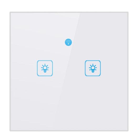 WS-EU-02 EWeLink APP & Touch Control 2A 2 Gangs Tempered Glass Panel Smart Wall Switch, AC 90V-250V, EU Plug by buy2fix