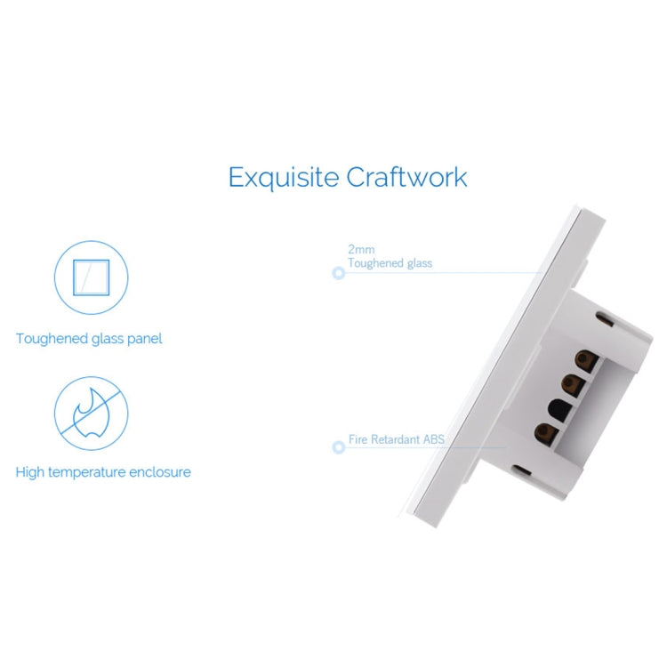 WS-EU-02 EWeLink APP & Touch Control 2A 2 Gangs Tempered Glass Panel Smart Wall Switch, AC 90V-250V, EU Plug - Consumer Electronics by buy2fix | Online Shopping UK | buy2fix