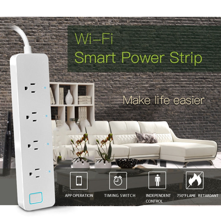 10A Home Smart WiFi Power Strip Surge Protector 4 Outlet Wireless Power Extension Socket, Support APP Operation & Timing Switch, US Plug - Consumer Electronics by buy2fix | Online Shopping UK | buy2fix