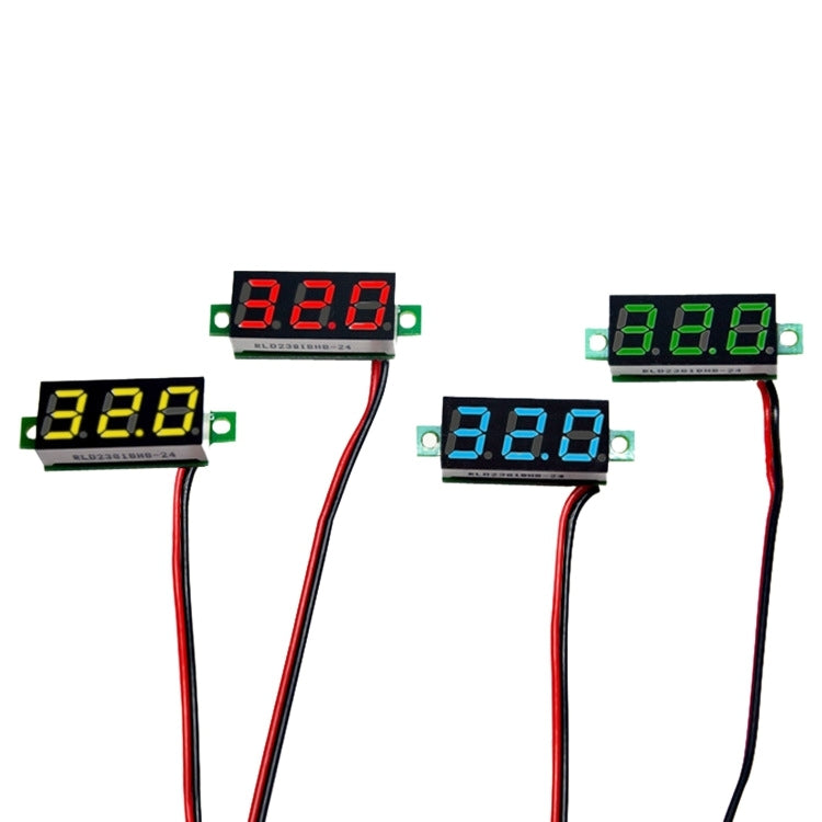 10 PCS 0.28 inch 2 Wires Adjustable Digital Voltage Meter, Color Light Display, Measure Voltage: DC 2.5-30V(Green) - Consumer Electronics by buy2fix | Online Shopping UK | buy2fix