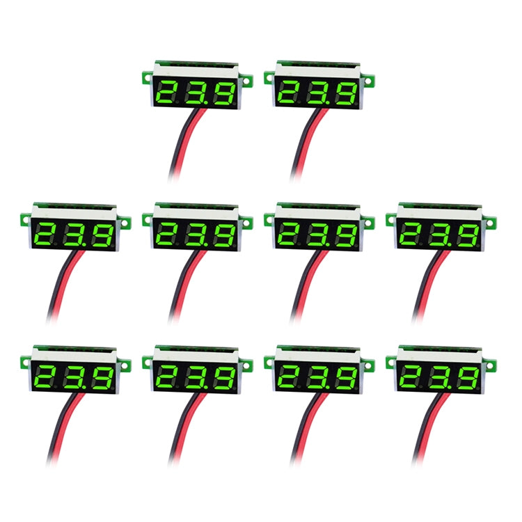 10 PCS 0.36 inch 2 Wires Digital Voltage Meter, Color Light Display, Measure Voltage: DC 2.5-30V(Green) - Consumer Electronics by buy2fix | Online Shopping UK | buy2fix