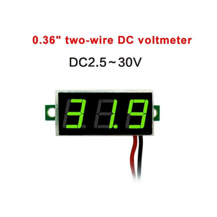 10 PCS 0.36 inch 2 Wires Digital Voltage Meter, Color Light Display, Measure Voltage: DC 2.5-30V(Green) - Consumer Electronics by buy2fix | Online Shopping UK | buy2fix