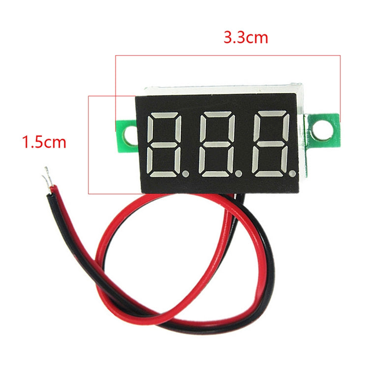 10 PCS 0.36 inch 2 Wires Digital Voltage Meter, Color Light Display, Measure Voltage: DC 2.5-30V(Green) - Consumer Electronics by buy2fix | Online Shopping UK | buy2fix