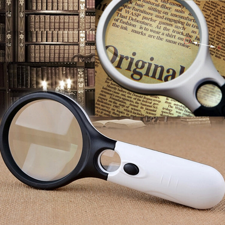 Reading Visual Magnifier with 3 LED Light, Mini Portable 3-45X Handheld (Black) - Consumer Electronics by buy2fix | Online Shopping UK | buy2fix