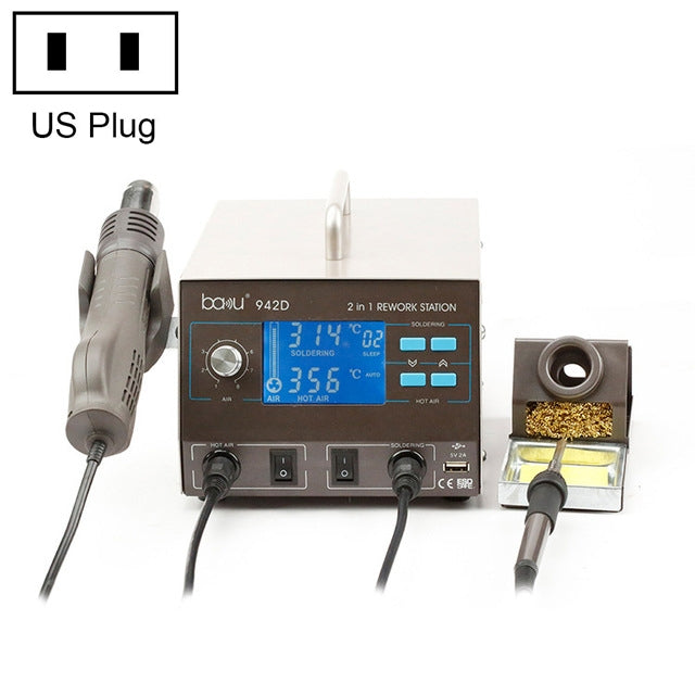 BAKU BA-942D 110V 700W 2 in 1 Digital Display Adjustable Temperature Hot Air Gun Set, US Plug - Electric Soldering Iron by BAKU | Online Shopping UK | buy2fix