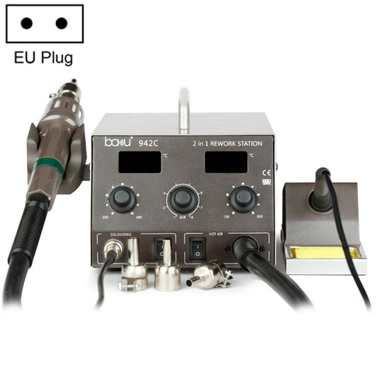 BAKU BA-942C 220 V 1000 W 2-in-1-Digitalanzeige Einstellbare Temperatur Heißluftpistolen-Set, EU-Stecker