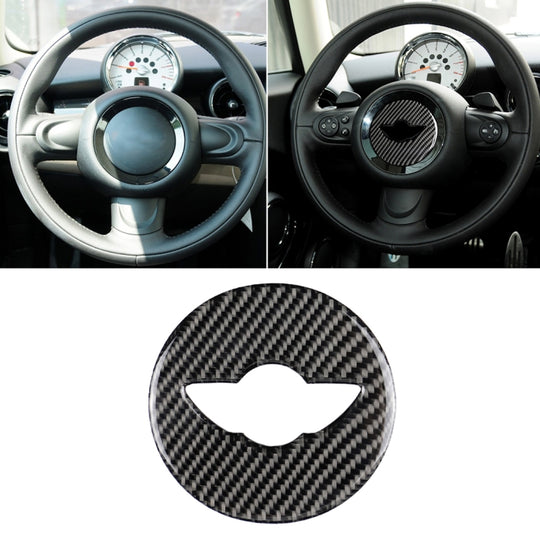 Car Steering Wheel F Chassis Logo Carbon Fiber Decorative Sticker for BMW Mini Cooper F55 / F56 / F60 / Countryman F60