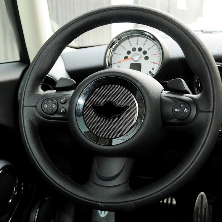 Car Steering Wheel F Chassis Logo Carbon Fiber Decorative Sticker for BMW Mini Cooper F55 / F56 / F60 / Countryman F60 by buy2fix