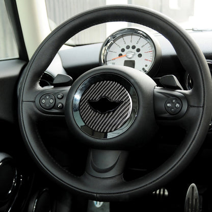 Car Steering Wheel F Chassis Logo Carbon Fiber Decorative Sticker for BMW Mini Cooper F55 / F56 / F60 / Countryman F60 by buy2fix