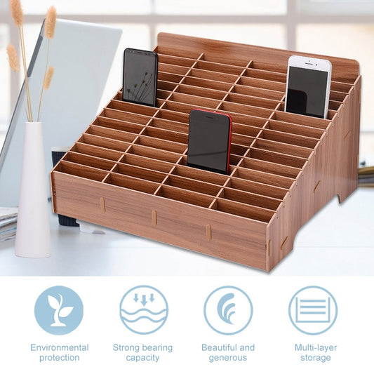 Wooden Multi-cell Mobile Phone Film Stand Desktop Accessories Display Rack, 14 Grids, Size: 21x17x16cm (Brown) by buy2fix