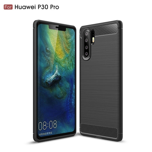 Brushed Texture Carbon Fiber Shockproof TPU Case for Huawei P30 Pro (Black) by buy2fix