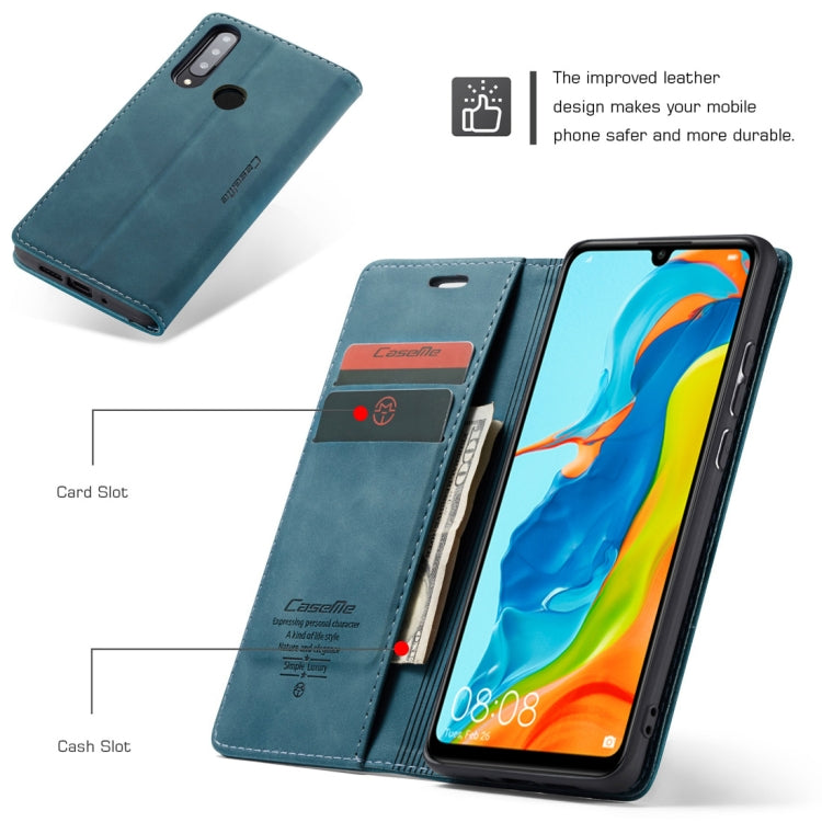 CaseMe-013 Multifunctional Retro Frosted Horizontal Flip Leather Case for Huawei P30 Lite, with Card Slot & Holder & Wallet (Blue) - Huawei Cases by CaseMe | Online Shopping UK | buy2fix