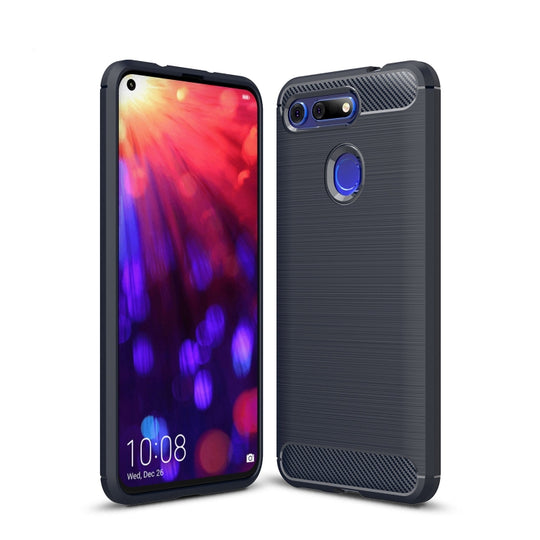 Brushed Texture Carbon Fiber Shockproof TPU Case for Huawei Honor View 20(Navy Blue)