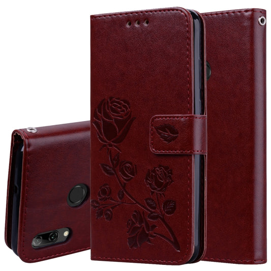 Rose Embossed Horizontal Flip PU Leather Case for Huawei P Smart 2019, with Holder & Card Slots & Wallet(Brown) by buy2fix