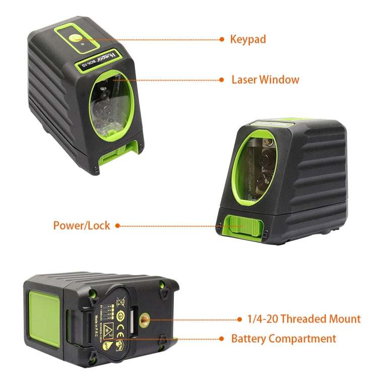 BOX-1G 1V1H 40mW & 10mW 2 Line Green Beam Laser Level Covering Walls and Floors (Green) - Consumer Electronics by buy2fix | Online Shopping UK | buy2fix