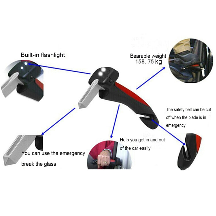 Car Cane Handle Portable Mobility Aid Flashlight Belt Cutter Glass Breaker Emergency Escape Tools - Emergency Hammer by buy2fix | Online Shopping UK | buy2fix