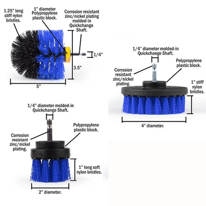 3 PCS Bathroom Kitchen Cleaning Brushes Kit for Electric Drill(Blue) - Sponges, Cloths & Brushes by buy2fix | Online Shopping UK | buy2fix