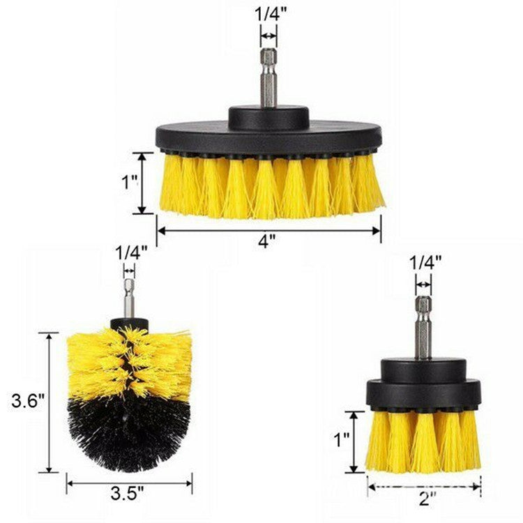 3 PCS Bathroom Kitchen Cleaning Brushes Kit for Electric Drill(Yellow) - Sponges, Cloths & Brushes by buy2fix | Online Shopping UK | buy2fix