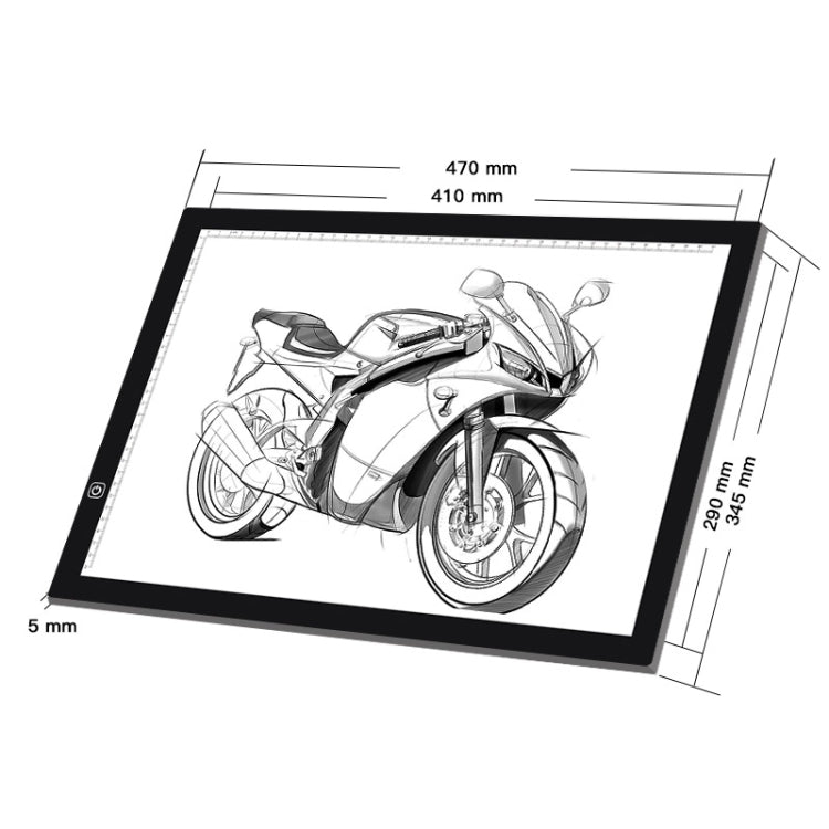 A3 Size 8W 5V LED Ultra-thin Stepless Dimming Acrylic Copy Boards for Anime Sketch Drawing Sketchpad, with USB Cable & Plug - Consumer Electronics by buy2fix | Online Shopping UK | buy2fix