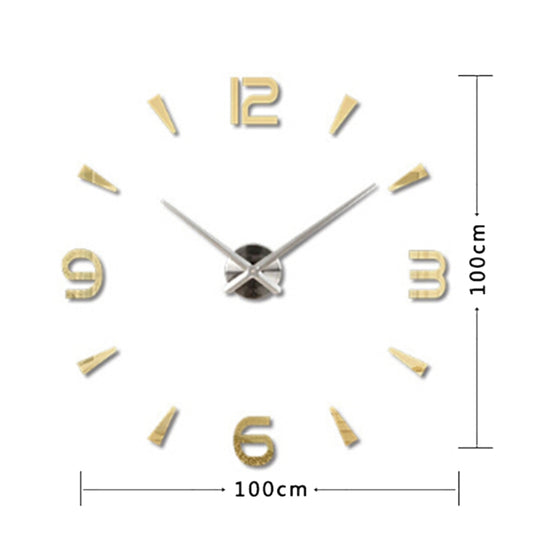 Bedroom Home Decoration Watch Frameless 3D Mirror Large DIY Wall Sticker Mute Clock, Size: 100*100cm(Gold) by buy2fix