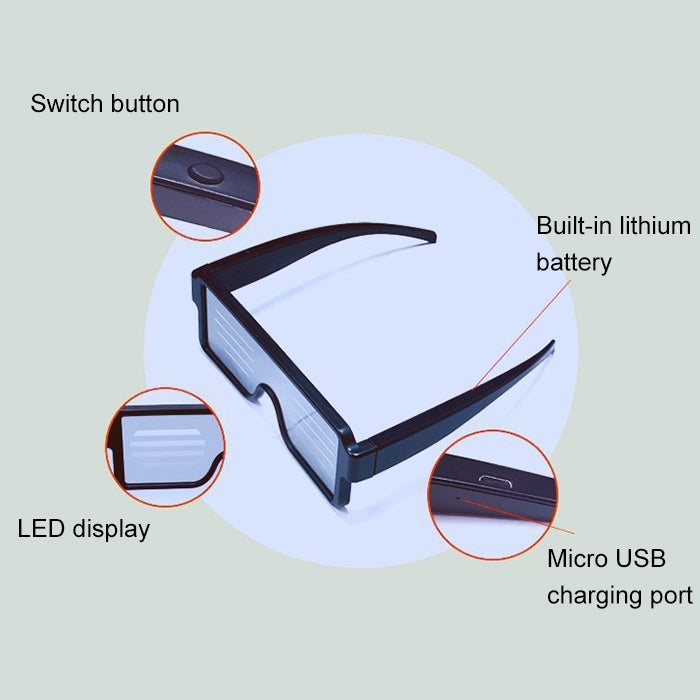Night Club Bar Disco LED Light Emitting Glasses Festival Party USB Charging Shutter Dynamic Flash Glasses (White) by buy2fix