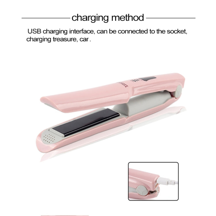 Wireless Mini USB Rechargeable Hair Straightener Hair Curler Double Purpose Hair Splint(Pink) - Hair Curler by buy2fix | Online Shopping UK | buy2fix