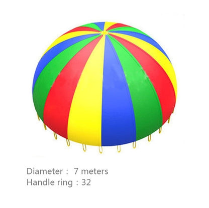 7m Children Outdoor Game Exercise Sport Toys Rainbow Umbrella Parachute Play Fun Toy with 32 Handle Straps for Families / Kindergartens / Amusement Parks - Toy Sports by buy2fix | Online Shopping UK | buy2fix