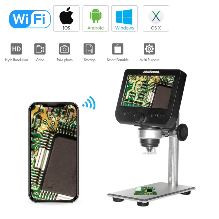 inskam317 1080P 4.3 inch LCD Screen WiFi HD Digital Microscope, Metal Bracket - Consumer Electronics by buy2fix | Online Shopping UK | buy2fix