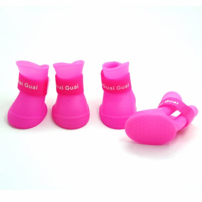 Lovely Pet Dog Shoes Puppy Candy Color Rubber Boots Waterproof Rain Shoes, L, Size:  5.7 x 4.7cm(Pink) - Home & Garden by buy2fix | Online Shopping UK | buy2fix