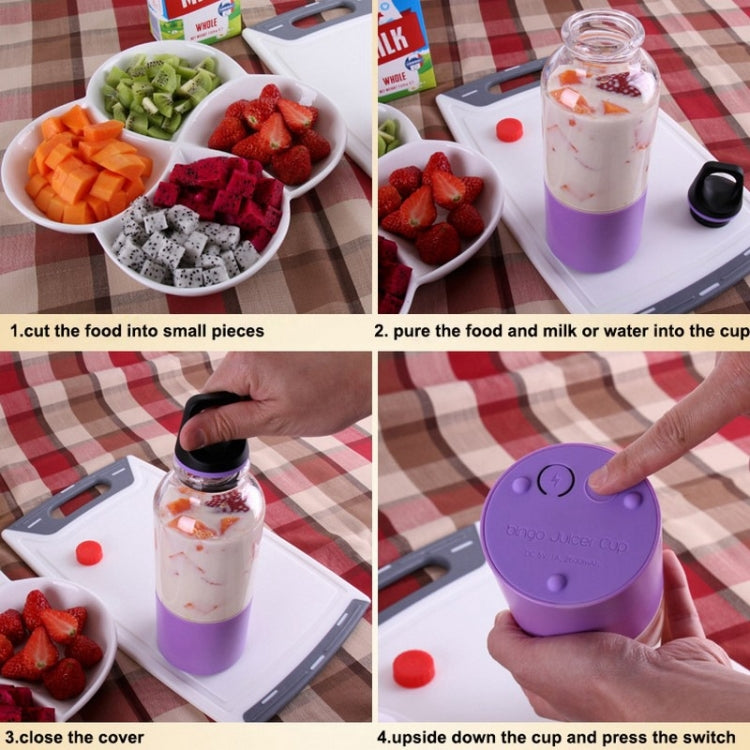 Bingo 500ml Mini Portable USB Rechargeable Electric Juicer Cup  Juicer Blender, 22000 Revolutions Per Minute(Purple) - Home & Garden by buy2fix | Online Shopping UK | buy2fix