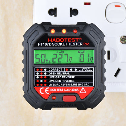 HABOTESA HT107D Multifunctional Digital Display Socket Tester (UK Plug) - Consumer Electronics by buy2fix | Online Shopping UK | buy2fix