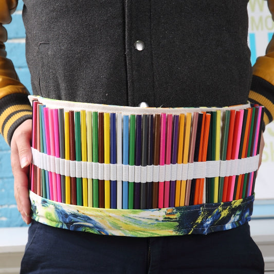 48 Slots Van Gogh Oil Painting Print Pen Bag Canvas Pencil Wrap Curtain Roll Up Pencil Case Stationery Pouch by buy2fix