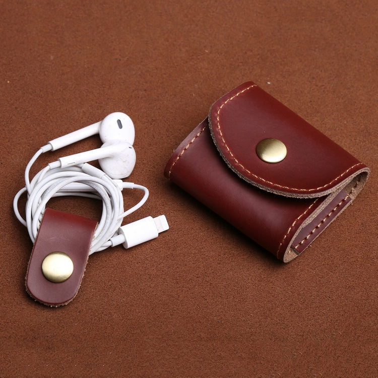 Data Wire Charger Earphone Portable Receiving Case Arrange Package(Brown) - For AirPods 1/2 by buy2fix | Online Shopping UK | buy2fix