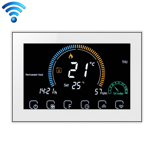 BHT-8000-GALW Control Water Heating Energy-saving and Environmentally-friendly Smart Home Negative Display LCD Screen Round Room Thermostat with WiFi(White) - Consumer Electronics by buy2fix | Online Shopping UK | buy2fix