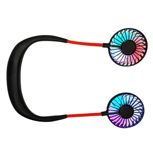 Creative Mini Hanging Neck Type Fan Outdoor LED Fan (Black) by buy2fix