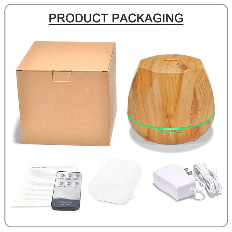 Diamond Wood Grain Remote Control Ultrasonic Humidifier Aromatherapy Machine Automatic Alcohol Sprayer with LED Lights, Capacity: 400mL, AU Plug (Light Wood Color) - Home & Garden by buy2fix | Online Shopping UK | buy2fix