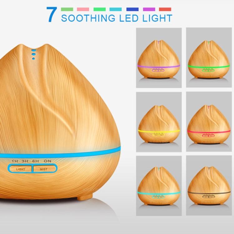 Peach Shape Wood Grain Remote Control Ultrasonic Humidifier Aromatherapy Machine Automatic Alcohol Sprayer with LED Lights, Capacity: 400mL, AU Plug (Dark Wood Color) - Home & Garden by buy2fix | Online Shopping UK | buy2fix