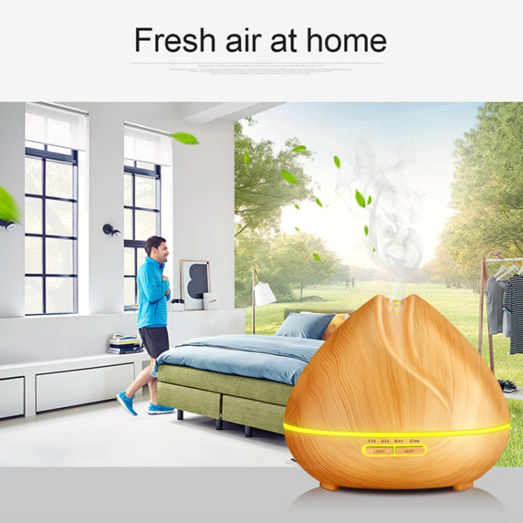 Peach Shape Wood Grain Remote Control Ultrasonic Humidifier Aromatherapy Machine Automatic Alcohol Sprayer with LED Lights, Capacity: 400mL, AU Plug (Light Wood Color) - Home & Garden by buy2fix | Online Shopping UK | buy2fix