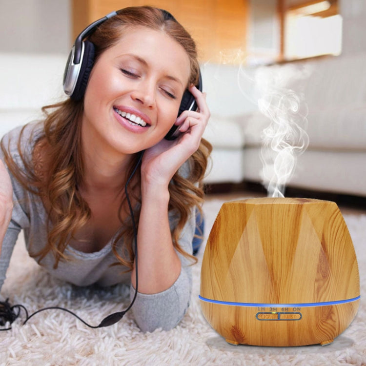 Diamond Wood Grain Remote Control Ultrasonic Humidifier Aromatherapy Machine Automatic Alcohol Sprayer with LED Lights, Capacity: 400mL, US Plug (Dark Wood Color) - Home & Garden by buy2fix | Online Shopping UK | buy2fix