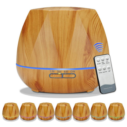 Diamond Wood Grain Remote Control Ultrasonic Humidifier Aromatherapy Machine Automatic Alcohol Sprayer with LED Lights, Capacity: 400mL, US Plug (Light Wood Color) - Home & Garden by buy2fix | Online Shopping UK | buy2fix