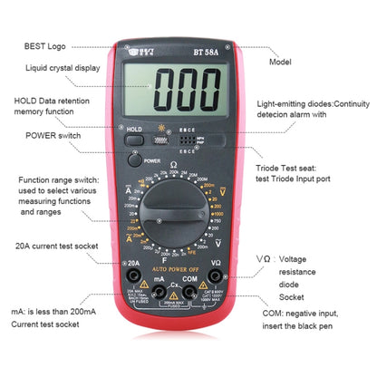 Repair Tools for Mobile & Tablet, BEST-58A Multi Function Digital Multimeter - Current & Voltage Tester by BEST | Online Shopping UK | buy2fix