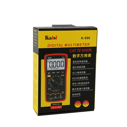 Kaisi K-890 Professional LCD Digital Multimeter Electrical Handheld Digital Multimeter Tester - Current & Voltage Tester by Kaisi | Online Shopping UK | buy2fix