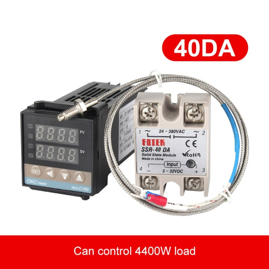 REX-C100 Thermostat + Thermocouple + SSR-40 DA Solid State Module Intelligent Temperature Control Kit - Components Kits by buy2fix | Online Shopping UK | buy2fix