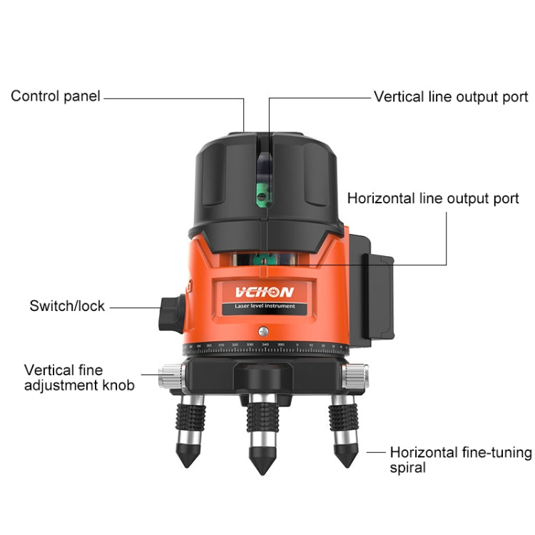 VCHON  30 Times Enhanced Green Light 3 Line High-precision Outdoor Laser Level Instrument with Anti-drop Plastic Box & 1m Tripod - Consumer Electronics by buy2fix | Online Shopping UK | buy2fix